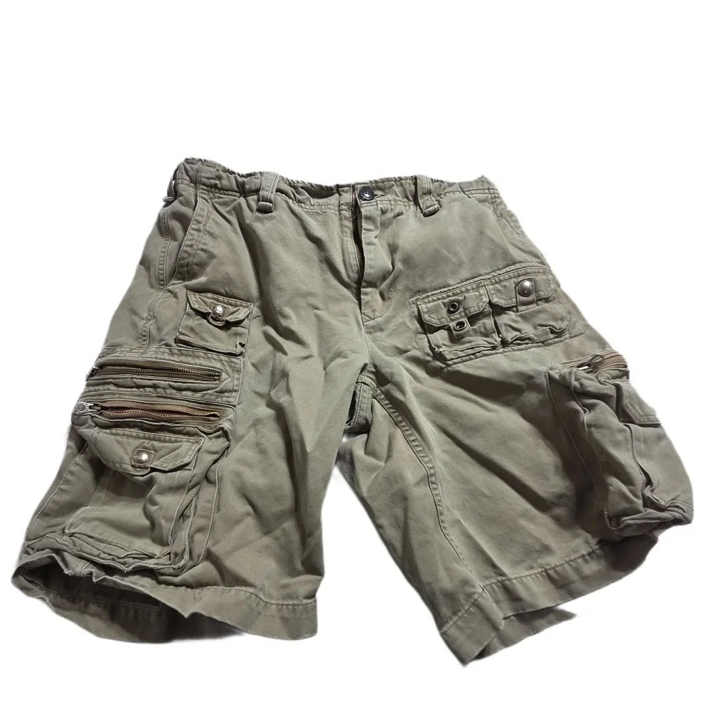 Polo Ralph Lauren Men's Cargo Shorts Olive Gray Utility Multi Pocket Casual 34